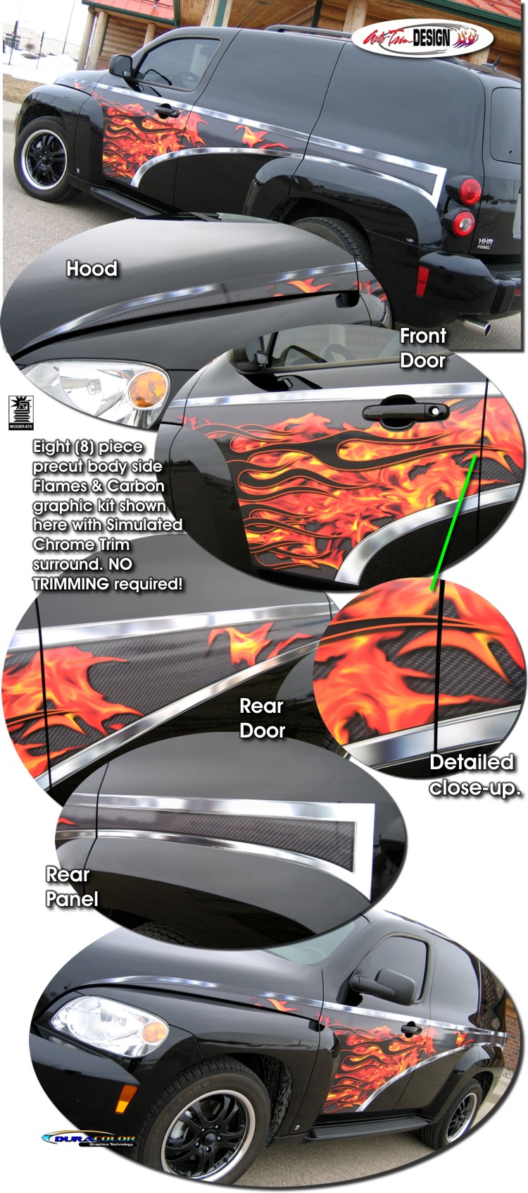 Auto Trim DESIGN Chevrolet HHR Body Side Flames & Carbon Graphic Kit